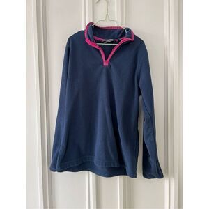 Land’s End Navy and hot pink fleece 1/4 zip top 10-12